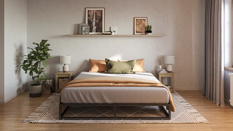 Emma Metal bed met Essential matras, Zwart