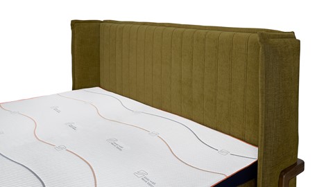 Bed Element Vivid vlak met gestoffeerd matras, curry