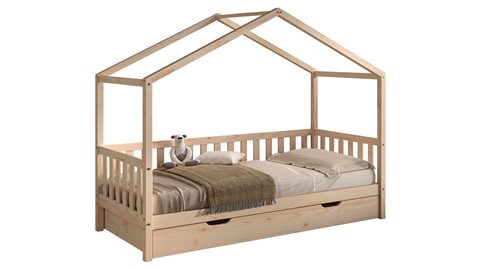 Kajuitbed Dallas als huis met slaaplade, natuur