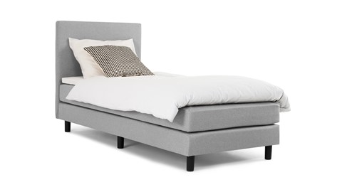 Boxspring Cisano vlak met gestoffeerd matras, lichtgrijs