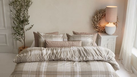 Dekbedovertrek Tartan Check, sand