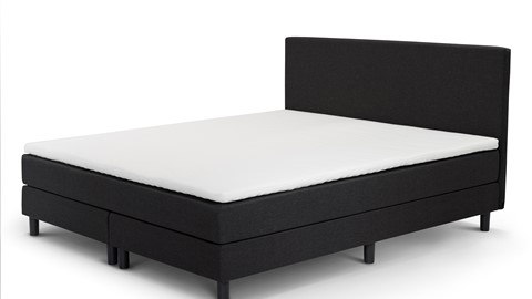 Boxspring Cisano vlak met gestoffeerd matras, zwart