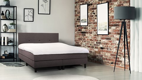 Boxspring Invito vlak met gestoffeerd matras, donkergrijs