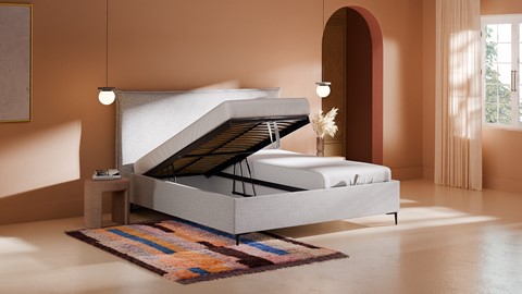 Opbergbed Morgan - Linen touch, light grey