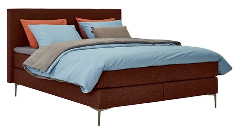 Boxspring Emerald vlak met gestoffeerd matras, copper