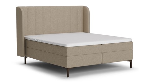 Boxspring Ivory soft teddy vlak met gestoffeerd matras, beige