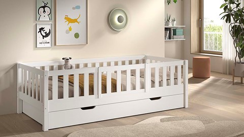 Kajuitbed Dallas met slaaplade en uitvalbeveiliging, wit