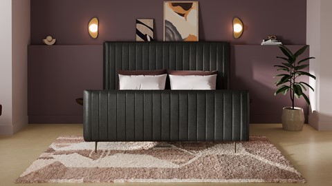 Bed Ruby velvet glow, dark grey