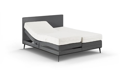 Boxspring Viggo verstelbaar met Silver Pocket Deluxe Foam matras, towel antraciet