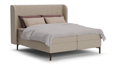 Boxspring Ivory linen touch vlak met gestoffeerd matras, beige