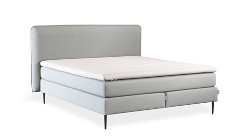 Boxspring Quartz vlak met gestoffeerd matras, light grey