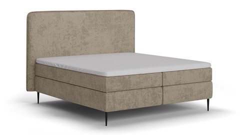 Boxspring Quartz velvet motif vlak met gestoffeerd matras, taupe