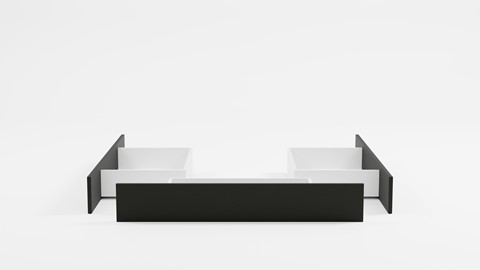 3 opbergladen bed Fresh hoogte 50 cm, zwart