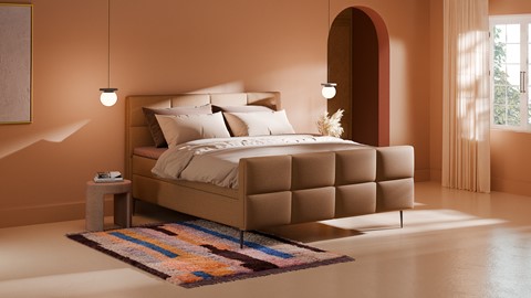 Boxspring Crystal soft touch met gestoffeerd matras, mocha mousse