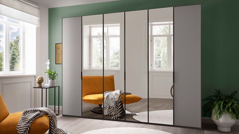 Draaideurkast Onyx met spiegel, kiezelgrijs