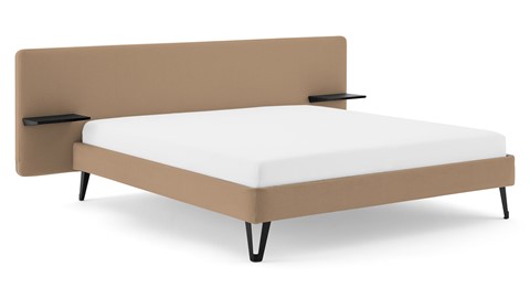 Bed Bädd Forma met Bossflex 400 vlak en gestoffeerd matras, etna caramel