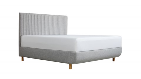 TEMPUR® Bed Arc met hoofdbord Vertical, vlakke schotelbodem en Pro matrassen, Stone