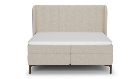 Boxspring Ivory soft teddy vlak met gestoffeerd matras, off white