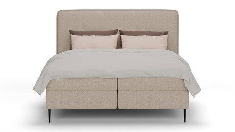 Boxspring Quartz linen touch vlak met gestoffeerd matras, beige