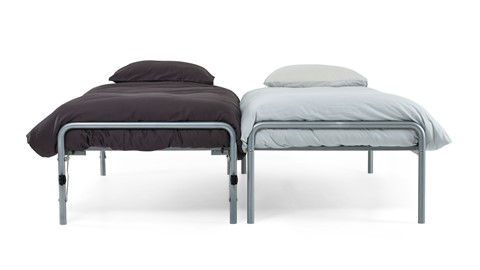 Bed met onderschuifbed Doppia, zilver