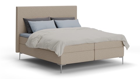 Boxspring Emerald linen touch vlak met gestoffeerd matras, beige