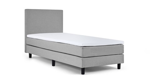 Boxspring Cisano vlak met gestoffeerd matras, lichtgrijs