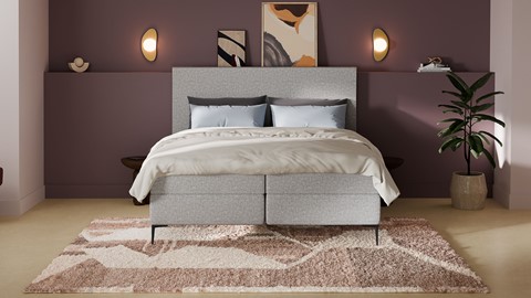 Boxspring Emerald - Linen touch, light grey