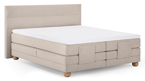 Boxspring Solid Lina verstelbaar met gestoffeerd matras, naturel