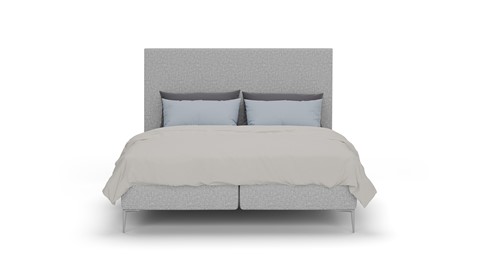 Boxspring Emerald vlak met Silver Pocket Deluxe Foam matras, light grey