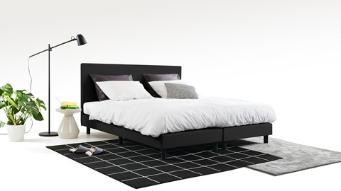 Boxspring Cisano vlak met Easy Pocket matras, zwart