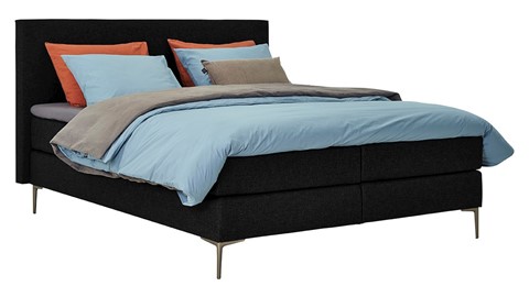 Boxspring Emerald vlak met gestoffeerd matras, black