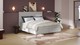 Boxspring Emerald linen touch vlak met gestoffeerd matras, light grey