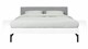 Bed Sky beuken met hoofdbord stof en poot metaal, wit stof basalt