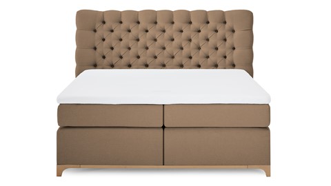 Boxspring Unik Elit vlak met gestoffeerd matras, caramel