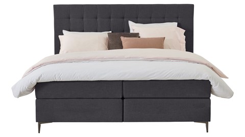 Boxspring Jade vlak met gestoffeerd matras, anthracite