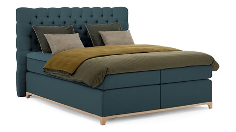 Boxspring Unik Elit vlak met gestoffeerd matras, teal