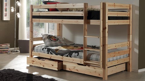 Stapelbed Pino 140 cm hoog, natuur