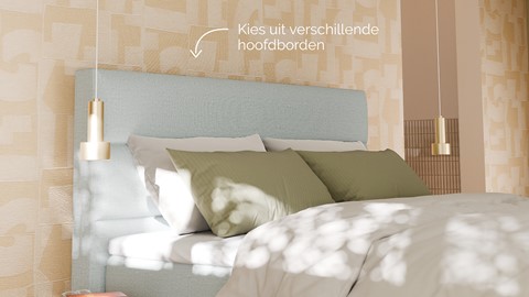 Boxspring Mica soft touch verstelbaar met gestoffeerd matras, light blue