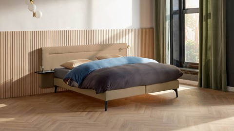 Boxspring Element Hallbar vlak met Balance matras, etna caramel