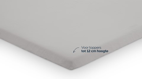 Hoeslaken B Bright Percale topper, lichtgrijs