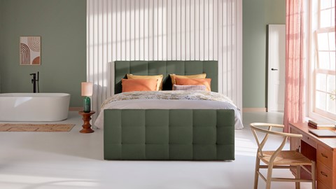 Boxspring Unik Varje vlak met Vildar Royal matras, green