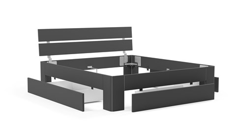 Bed Fresh 500 met hoofdbord en 3 opbergladen, antraciet