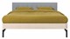 Bed Sky eiken met hoofdbord gecapitonneerd en poot metaal, eiken stof basalt