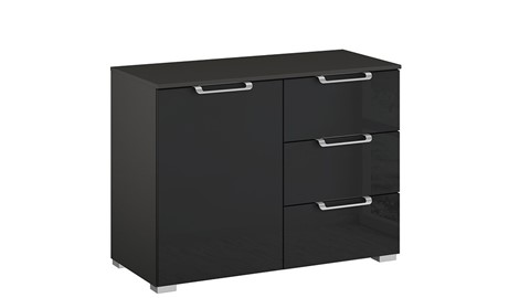 Commode Sydney met deur en 3 laden, grafiet/glas basalt