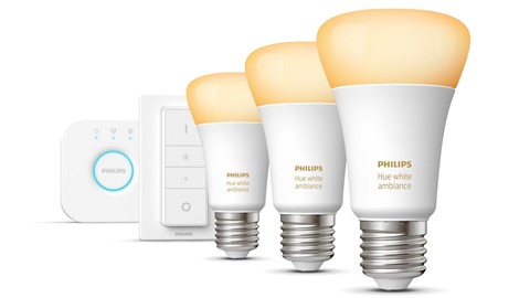 Verlichting Philips Hue White Ambiance Starterkit E27 (3 lampen, 1 dimmer + bridge)