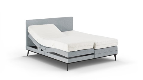 Boxspring Viggo verstelbaar met Silver Pocket Deluxe Foam matras, oakland grijs