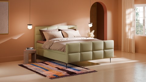 Boxspring Crystal soft touch met gestoffeerd matras, pistachio
