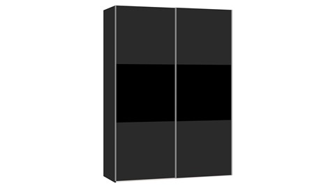 Schuifdeurkast Kixx, zwart/zwartglas