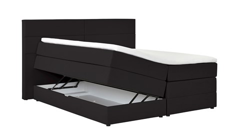 Opbergboxspring Pearl vlak met gestoffeerd matras, charcoal