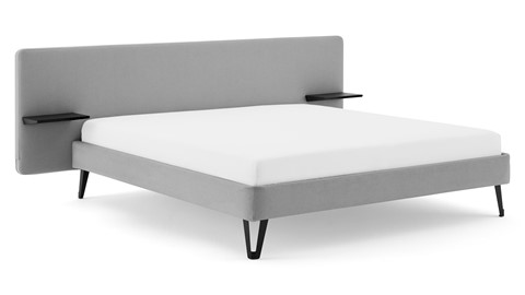 Bed Bädd Forma met Bossflex 400 vlak en gestoffeerd matras, etna light grey